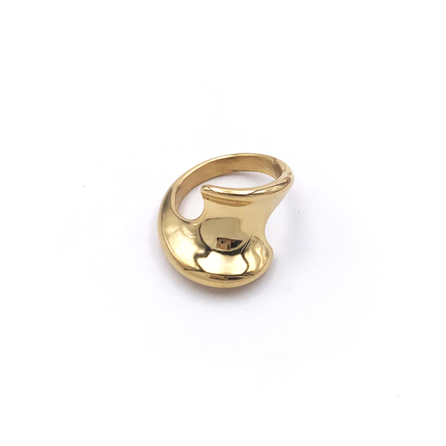 Nowy pierścionek ze stali nierdzewnej w złotym kolorze, wysokiej jakości, owalny i wydrążony, dla kobiet, w modnym stylu, idealny na prezent - Wianko - 42