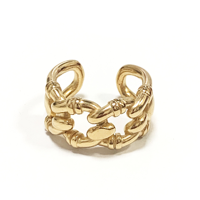 Nowy pierścionek ze stali nierdzewnej w złotym kolorze, wysokiej jakości, owalny i wydrążony, dla kobiet, w modnym stylu, idealny na prezent - Wianko - 18