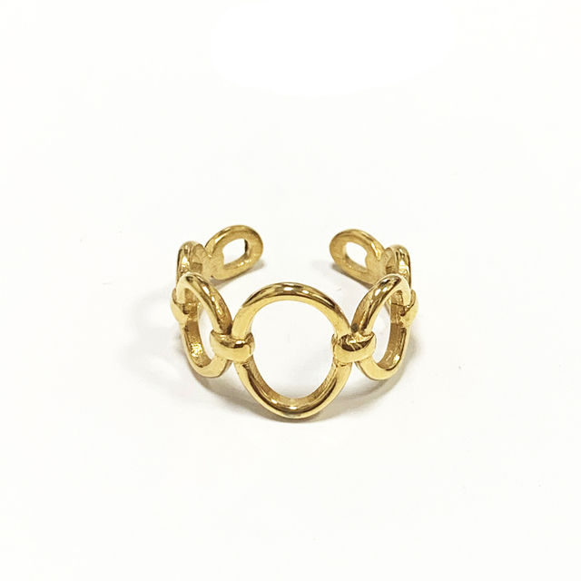 Nowy pierścionek ze stali nierdzewnej w złotym kolorze, wysokiej jakości, owalny i wydrążony, dla kobiet, w modnym stylu, idealny na prezent - Wianko - 36