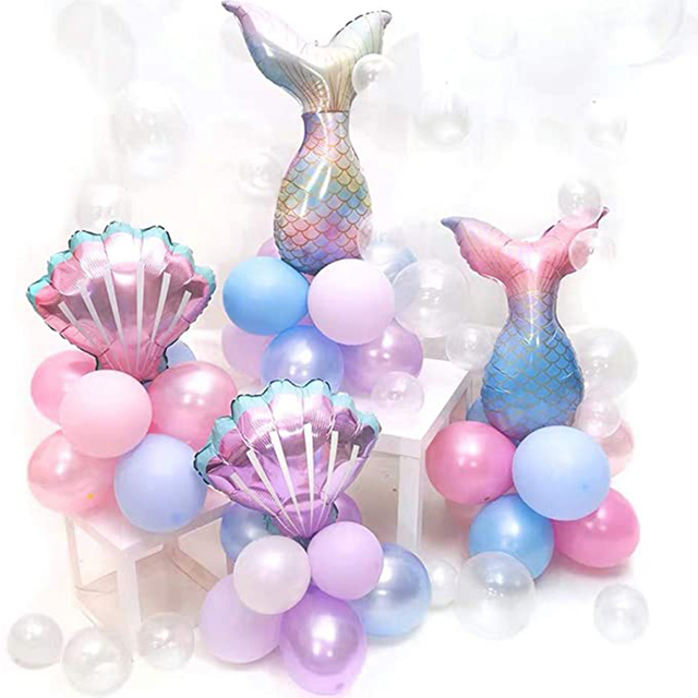 Balon foliowy w kształcie syrenki – niebieski, 32 cali, idealny na dziewczęcą imprezę urodzinową - Wianko - 6