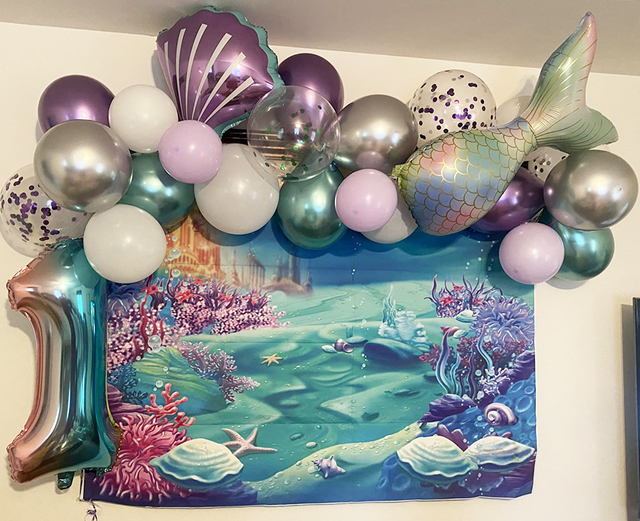 Balon foliowy w kształcie syrenki – niebieski, 32 cali, idealny na dziewczęcą imprezę urodzinową - Wianko - 7