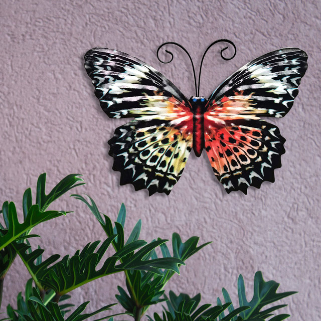 Metalowy motyl - dekoracje ścienne na zewnątrz, rzeźba artystyczna, wiszące kute motyle, ozdoba dla dziedzińca - Wianko - 8