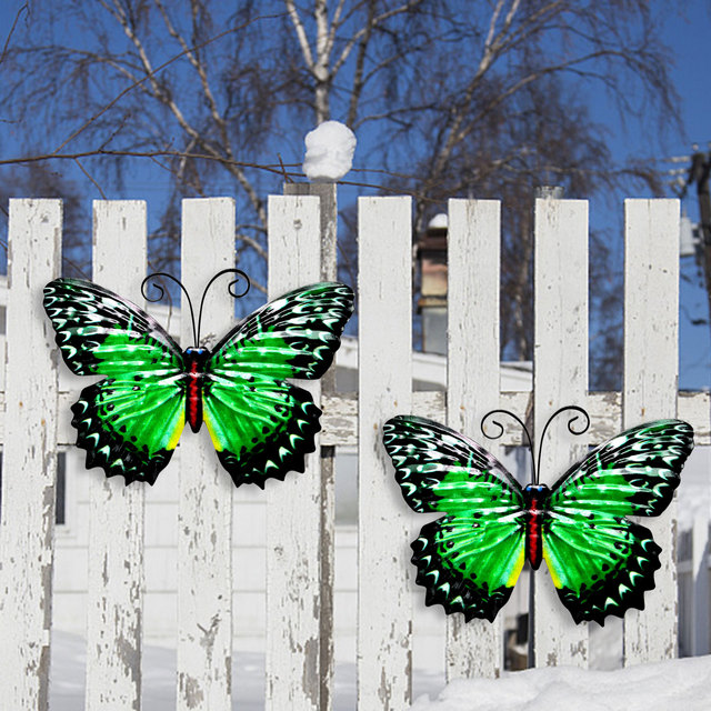 Metalowy motyl - dekoracje ścienne na zewnątrz, rzeźba artystyczna, wiszące kute motyle, ozdoba dla dziedzińca - Wianko - 5