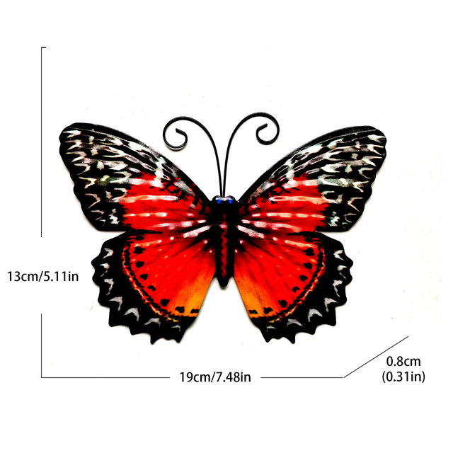 Metalowy motyl - dekoracje ścienne na zewnątrz, rzeźba artystyczna, wiszące kute motyle, ozdoba dla dziedzińca - Wianko - 18