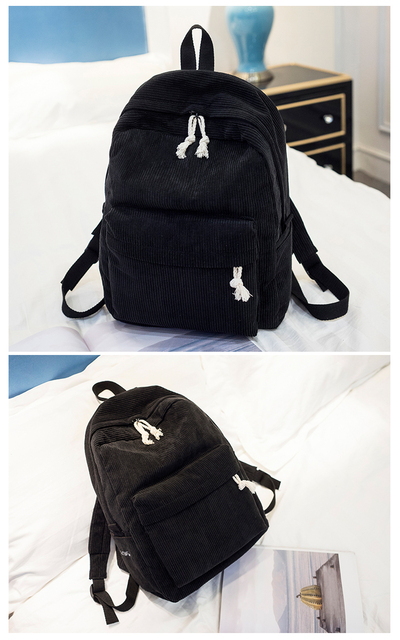 Nowy plecak Preppy z miękkiego sztruksu dla kobiet i nastoletnich dziewcząt - paski, ramię, turystyczny (ZJX02) - Wianko - 12