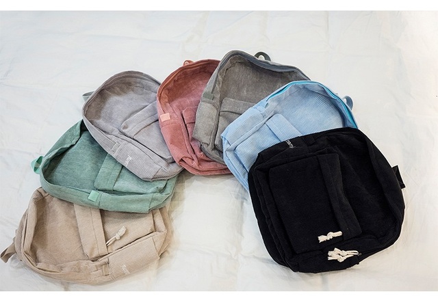 Nowy plecak Preppy z miękkiego sztruksu dla kobiet i nastoletnich dziewcząt - paski, ramię, turystyczny (ZJX02) - Wianko - 2