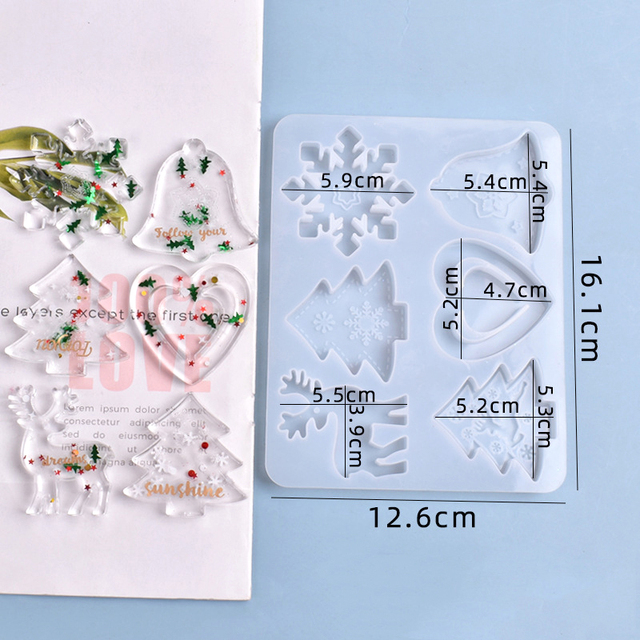 Wisiorek świąteczny w formie breloka z silikonową formą, zestaw do samodzielnego odlewania żywicznej biżuterii - Wianko - 7