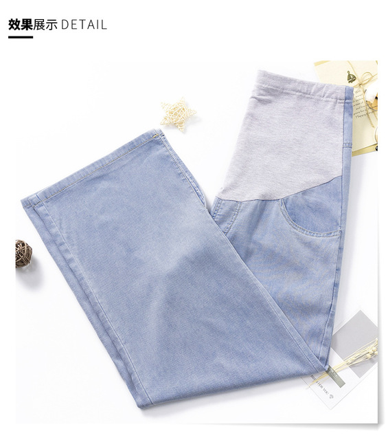 Luźne dżinsowe spodnie ciążowe z regulacją brzucha - wygodna odzież dla ciężarnych - Wianko - 7