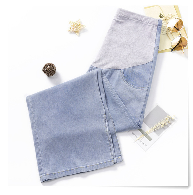 Luźne dżinsowe spodnie ciążowe z regulacją brzucha - wygodna odzież dla ciężarnych - Wianko - 8