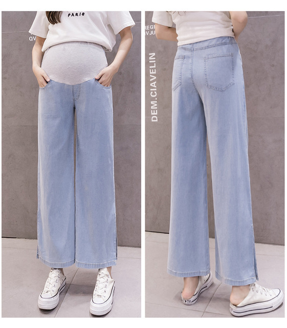 Luźne dżinsowe spodnie ciążowe z regulacją brzucha - wygodna odzież dla ciężarnych - Wianko - 12