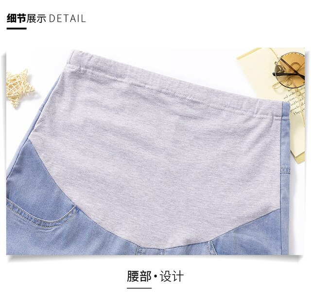 Luźne dżinsowe spodnie ciążowe z regulacją brzucha - wygodna odzież dla ciężarnych - Wianko - 3