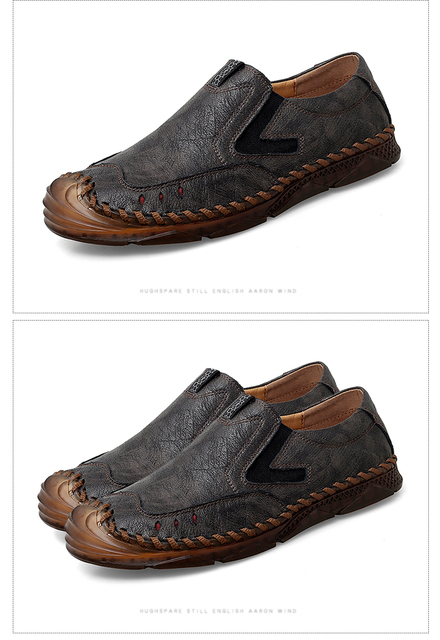 Męskie oryginalne skórzane buty oddychające DEKABR - mokasyny, ręcznie robione, kolor czarny, rozmiary 47 - Wianko - 20