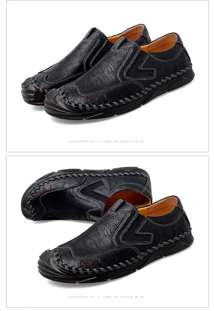 Męskie oryginalne skórzane buty oddychające DEKABR - mokasyny, ręcznie robione, kolor czarny, rozmiary 47 - Wianko - 19