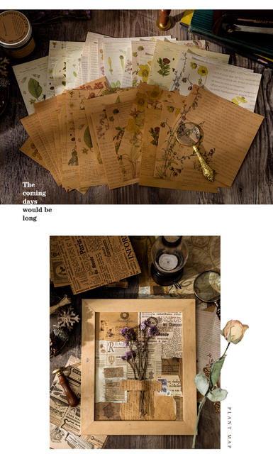Bloczek notesowy Yoofun 30 arkuszy Vintage papier do scrapbookingu, dziennikowania, pamiętnikowania, kolażu i dekoracji tła w stylu Retro - biuro, szkoła, praca - Wianko - 11