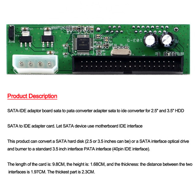 Adapter PATA IDE do SATA 2.5/3.5 Cal seryjny dysku twardego z kartą 40 Pin HDD CD DVD - Kable i złącza do komputera - Wianko - 2