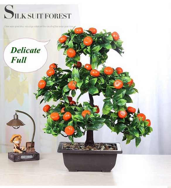 Duże sztuczne drzewo owocowe - granat/jabłko/pomarańczowy Jujube, roślina doniczkowa, Bonsai dla domu, salonu, biura i ogrodu - Wianko - 1