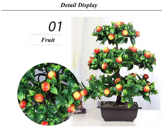 Duże sztuczne drzewo owocowe - granat/jabłko/pomarańczowy Jujube, roślina doniczkowa, Bonsai dla domu, salonu, biura i ogrodu - Wianko - 3