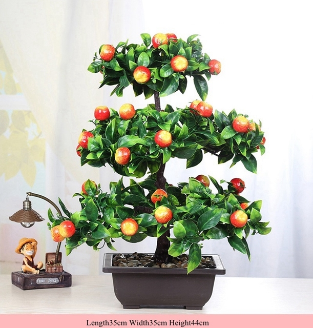 Duże sztuczne drzewo owocowe - granat/jabłko/pomarańczowy Jujube, roślina doniczkowa, Bonsai dla domu, salonu, biura i ogrodu - Wianko - 6