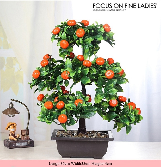 Duże sztuczne drzewo owocowe - granat/jabłko/pomarańczowy Jujube, roślina doniczkowa, Bonsai dla domu, salonu, biura i ogrodu - Wianko - 8