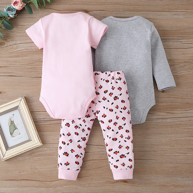Zestaw ubrań niemowlęcych dla chłopców na wiosnę 2019: słodkie krótkie rękawy, długie rękawy Romper i spodnie (3 szt.) - Wianko - 11
