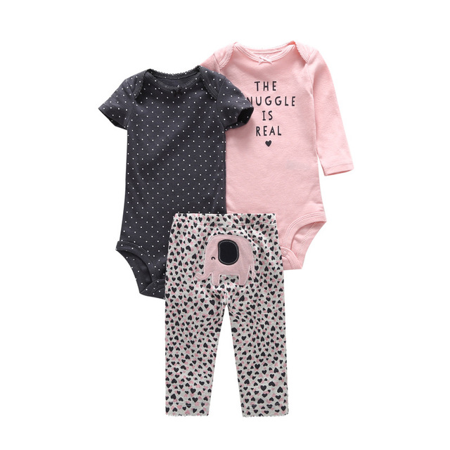 Zestaw ubrań niemowlęcych dla chłopców na wiosnę 2019: słodkie krótkie rękawy, długie rękawy Romper i spodnie (3 szt.) - Wianko - 5