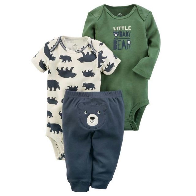 Zestaw ubrań niemowlęcych dla chłopców na wiosnę 2019: słodkie krótkie rękawy, długie rękawy Romper i spodnie (3 szt.) - Wianko - 2