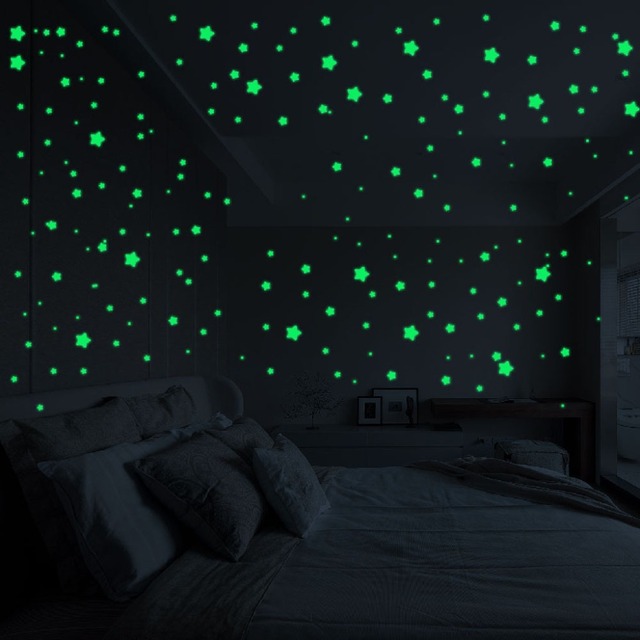 Naklejki ścienne 3D Star Luminous - fluorescencyjne plastikowe, świecące w ciemności, dekoracyjne do domu, tapety, specjalny Festivel QW - Wianko - 1