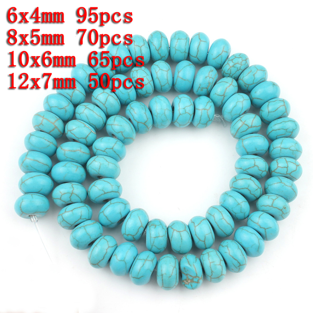Koraliki matowe szlifowane okrągłe Rondelles Spacer z niebieskimi sztucznymi turkusami do tworzenia biżuterii DIY - Wianko - 38