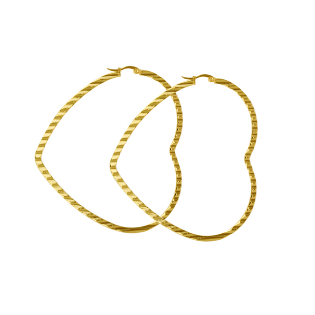 Duże kolczyki w kształcie serca z 18 karatowego złota, wykonane ze stali nierdzewnej, biżuteria ucha dla kobiet - E0183 - Wianko - 12