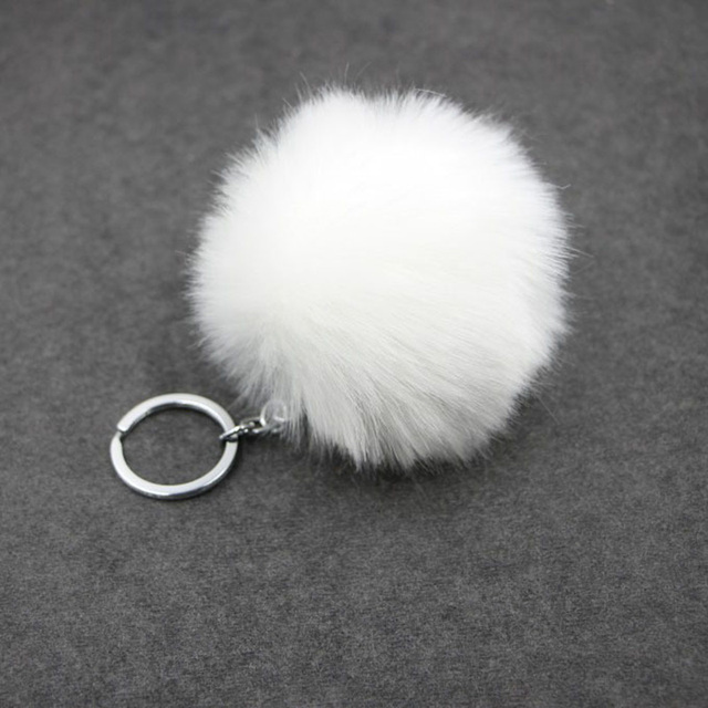 Brelok do kluczy w kształcie pierścienia z puszystym pomponem ISINYEE Pom Pom - biżuteria moda faux króliczy futerko dla kobiet - Wianko - 15