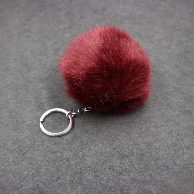 Brelok do kluczy w kształcie pierścienia z puszystym pomponem ISINYEE Pom Pom - biżuteria moda faux króliczy futerko dla kobiet - Wianko - 14