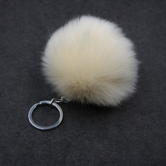 Brelok do kluczy w kształcie pierścienia z puszystym pomponem ISINYEE Pom Pom - biżuteria moda faux króliczy futerko dla kobiet - Wianko - 13