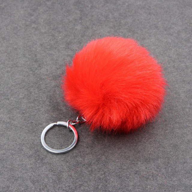 Brelok do kluczy w kształcie pierścienia z puszystym pomponem ISINYEE Pom Pom - biżuteria moda faux króliczy futerko dla kobiet - Wianko - 12