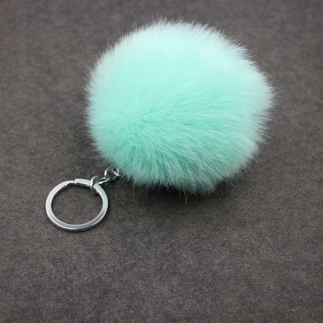 Brelok do kluczy w kształcie pierścienia z puszystym pomponem ISINYEE Pom Pom - biżuteria moda faux króliczy futerko dla kobiet - Wianko - 8