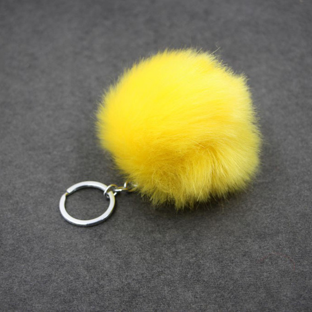 Brelok do kluczy w kształcie pierścienia z puszystym pomponem ISINYEE Pom Pom - biżuteria moda faux króliczy futerko dla kobiet - Wianko - 6