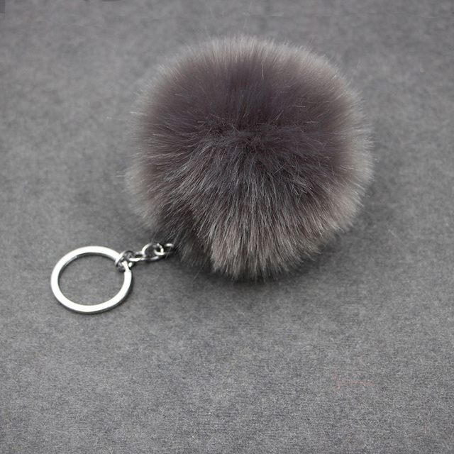 Brelok do kluczy w kształcie pierścienia z puszystym pomponem ISINYEE Pom Pom - biżuteria moda faux króliczy futerko dla kobiet - Wianko - 19