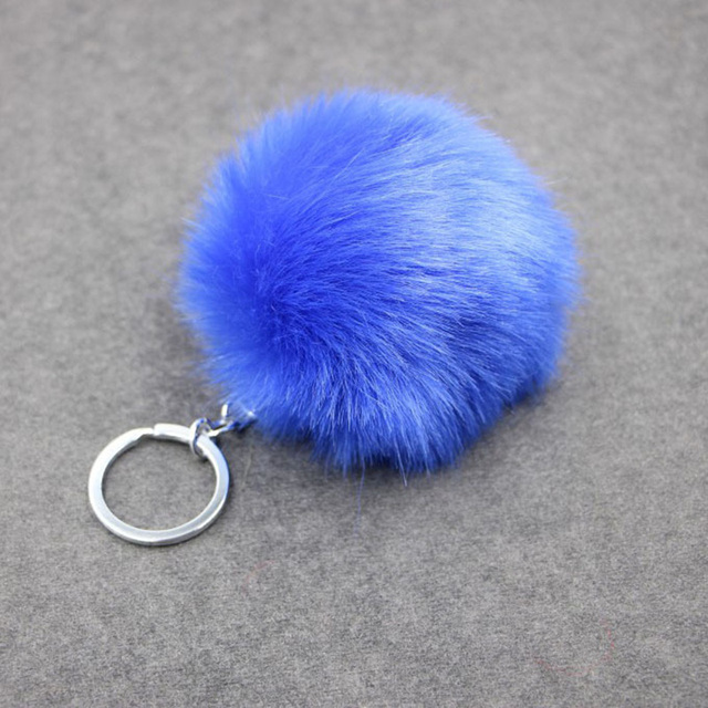 Brelok do kluczy w kształcie pierścienia z puszystym pomponem ISINYEE Pom Pom - biżuteria moda faux króliczy futerko dla kobiet - Wianko - 5