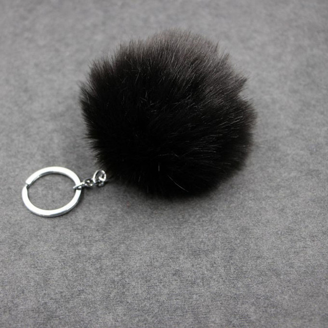 Brelok do kluczy w kształcie pierścienia z puszystym pomponem ISINYEE Pom Pom - biżuteria moda faux króliczy futerko dla kobiet - Wianko - 10