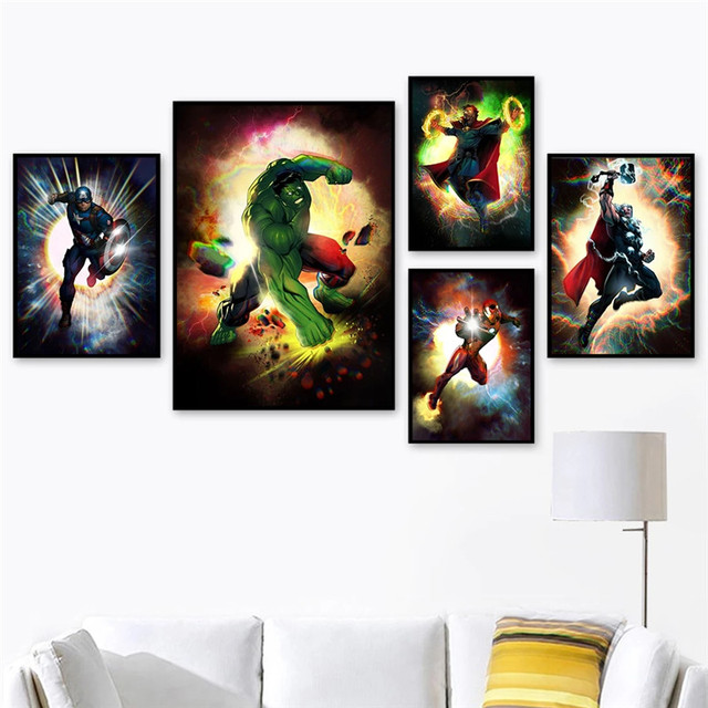 Obraz na płótnie Avengers - Hulk i Iron Man - dekoracja do salonu i prezent na Boże Narodzenie - Wianko - 4