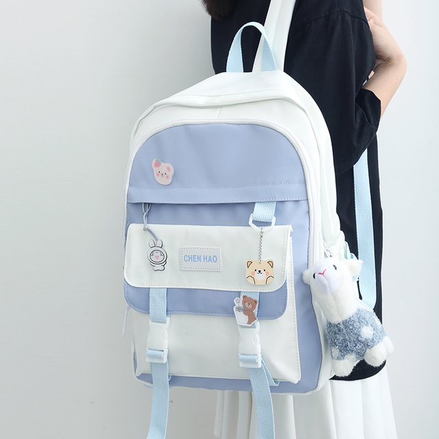 Plecak studencki Nylon Kawaii - torba podróżna dla dziewczyny z odznaką, na laptopa - Wianko - 9