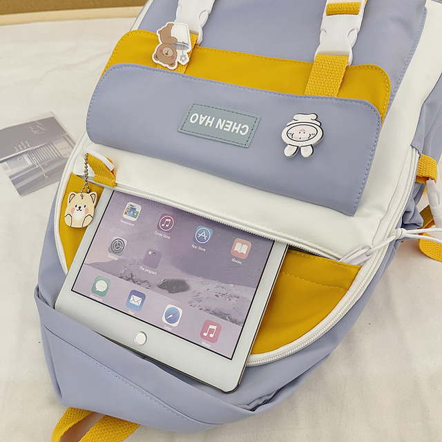 Plecak studencki Nylon Kawaii - torba podróżna dla dziewczyny z odznaką, na laptopa - Wianko - 6