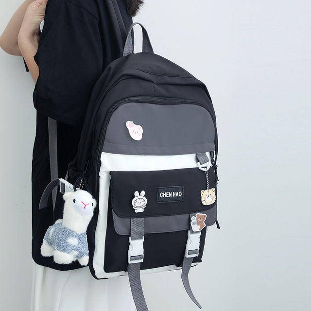 Plecak studencki Nylon Kawaii - torba podróżna dla dziewczyny z odznaką, na laptopa - Wianko - 11