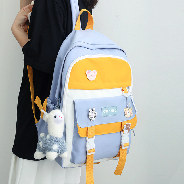 Plecak studencki Nylon Kawaii - torba podróżna dla dziewczyny z odznaką, na laptopa - Wianko - 10