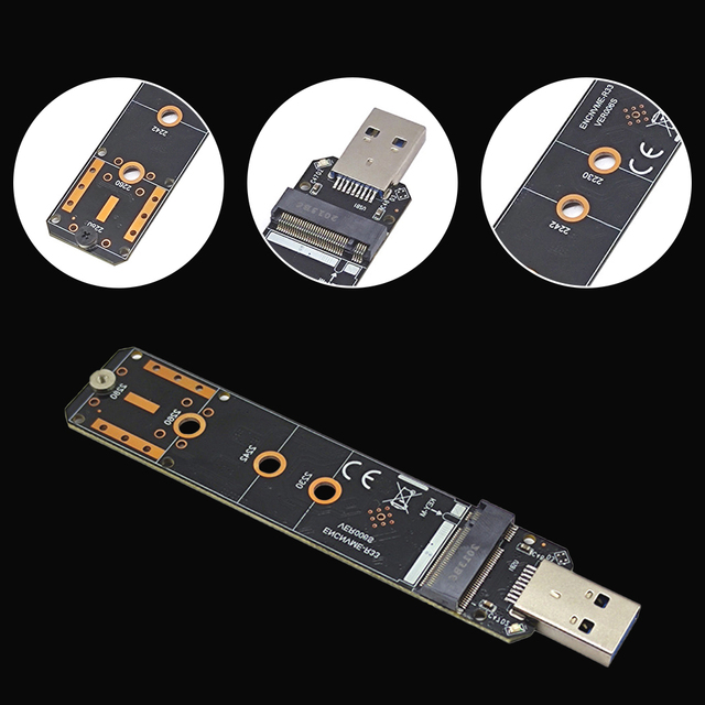 Adapter M.2 NVME/ SATA SSD do USB 3.0 M.2 PCIe NGFF, kompatybilny z M.2 NVME/ SATA SSD 2230/2242/2260/2280 - Wianko - 3