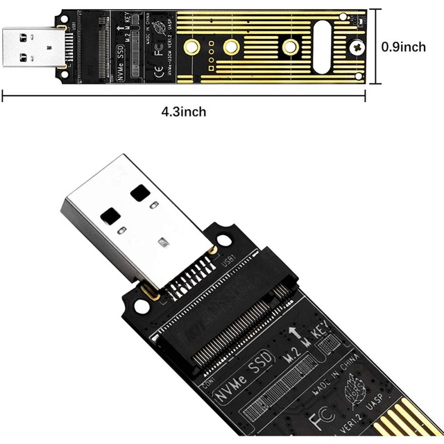 Adapter M.2 NVME/ SATA SSD do USB 3.0 M.2 PCIe NGFF, kompatybilny z M.2 NVME/ SATA SSD 2230/2242/2260/2280 - Wianko - 12