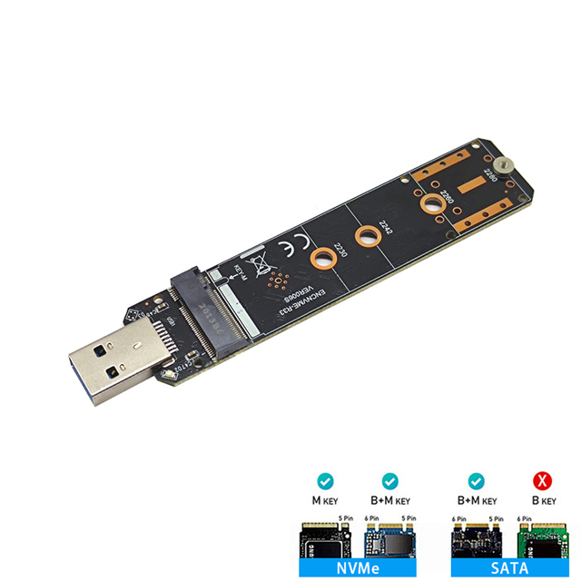 Adapter M.2 NVME/ SATA SSD do USB 3.0 M.2 PCIe NGFF, kompatybilny z M.2 NVME/ SATA SSD 2230/2242/2260/2280 - Wianko - 1