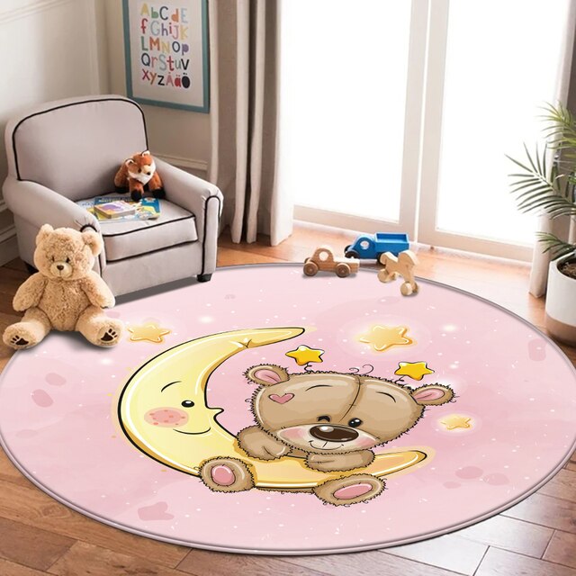 Miękki gruby dywan dla dzieci w stylu skandynawskim z nadrukiem niedźwiedzia - Wianko - 11