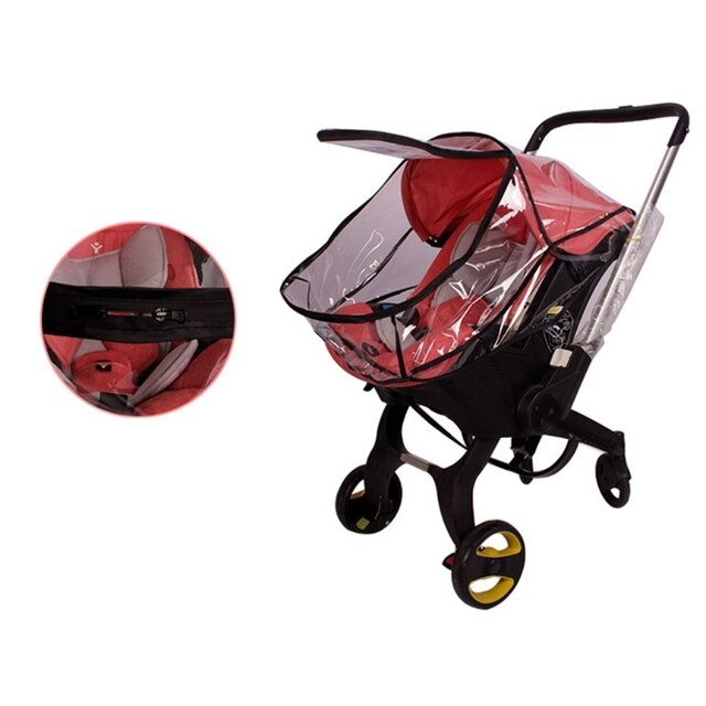 Pokrowiec przeciwdeszczowy dla wózka dziecięcego z przezroczystą tarczą, odporny na wodę i wiatr, kompatybilny z fotelikiem samochodowym dla niemowląt do 425F - Wianko - 7