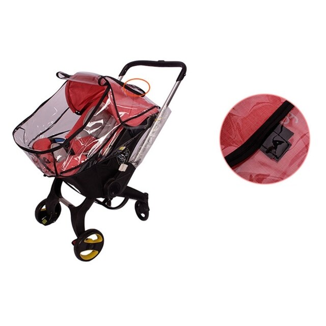Pokrowiec przeciwdeszczowy dla wózka dziecięcego z przezroczystą tarczą, odporny na wodę i wiatr, kompatybilny z fotelikiem samochodowym dla niemowląt do 425F - Wianko - 8