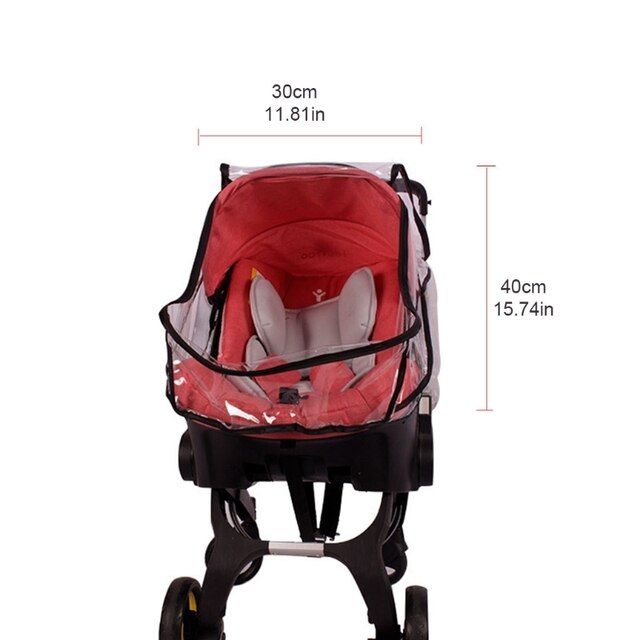 Pokrowiec przeciwdeszczowy dla wózka dziecięcego z przezroczystą tarczą, odporny na wodę i wiatr, kompatybilny z fotelikiem samochodowym dla niemowląt do 425F - Wianko - 6